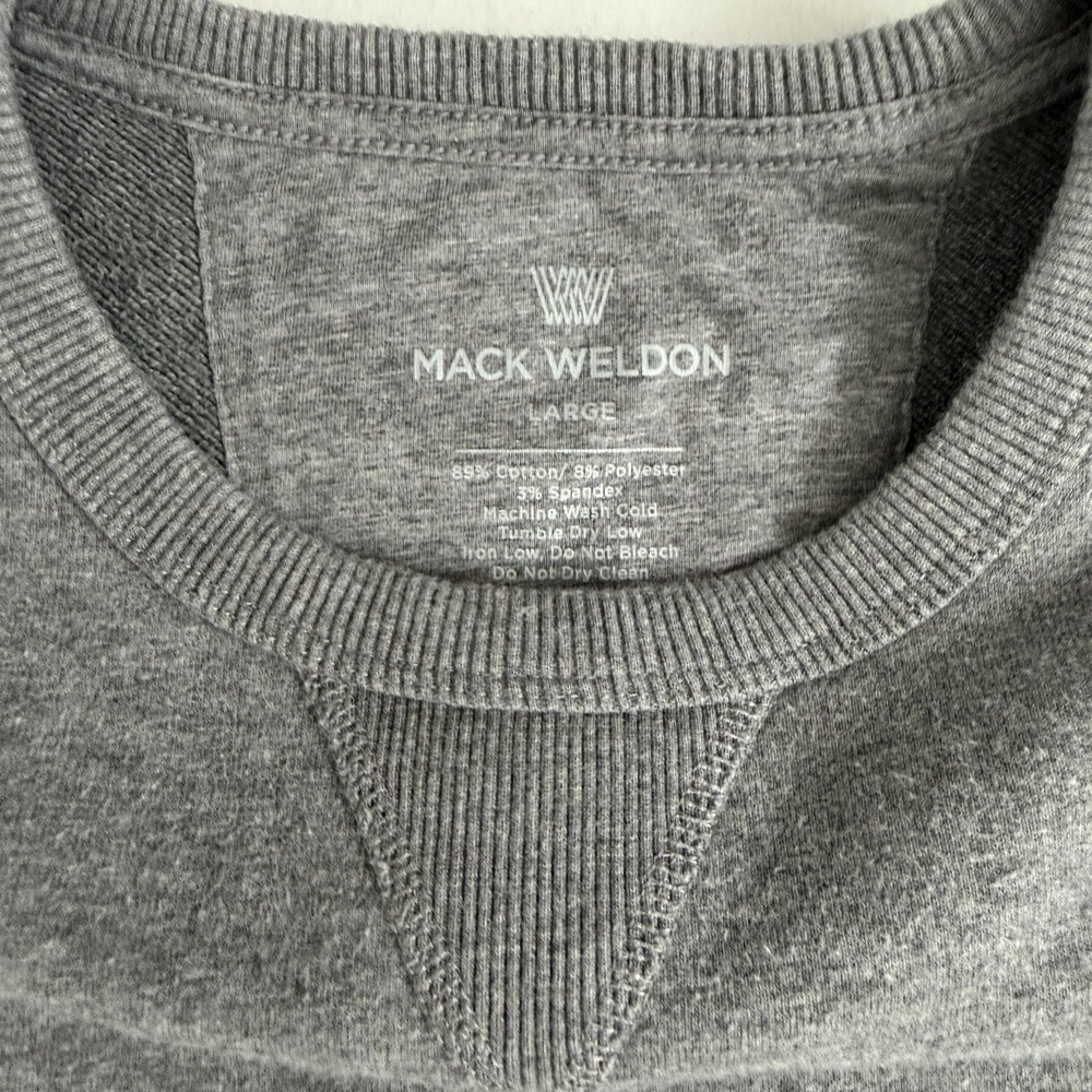 Mack Weldon Crew Neck Sweatshirt Grey Large Men's